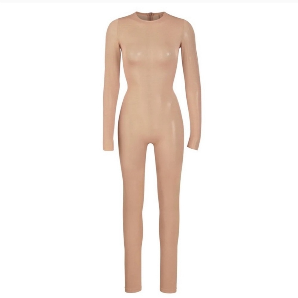 SKIMS Large sheer sculpt catsuit jumpsuit onsie sienna light brown